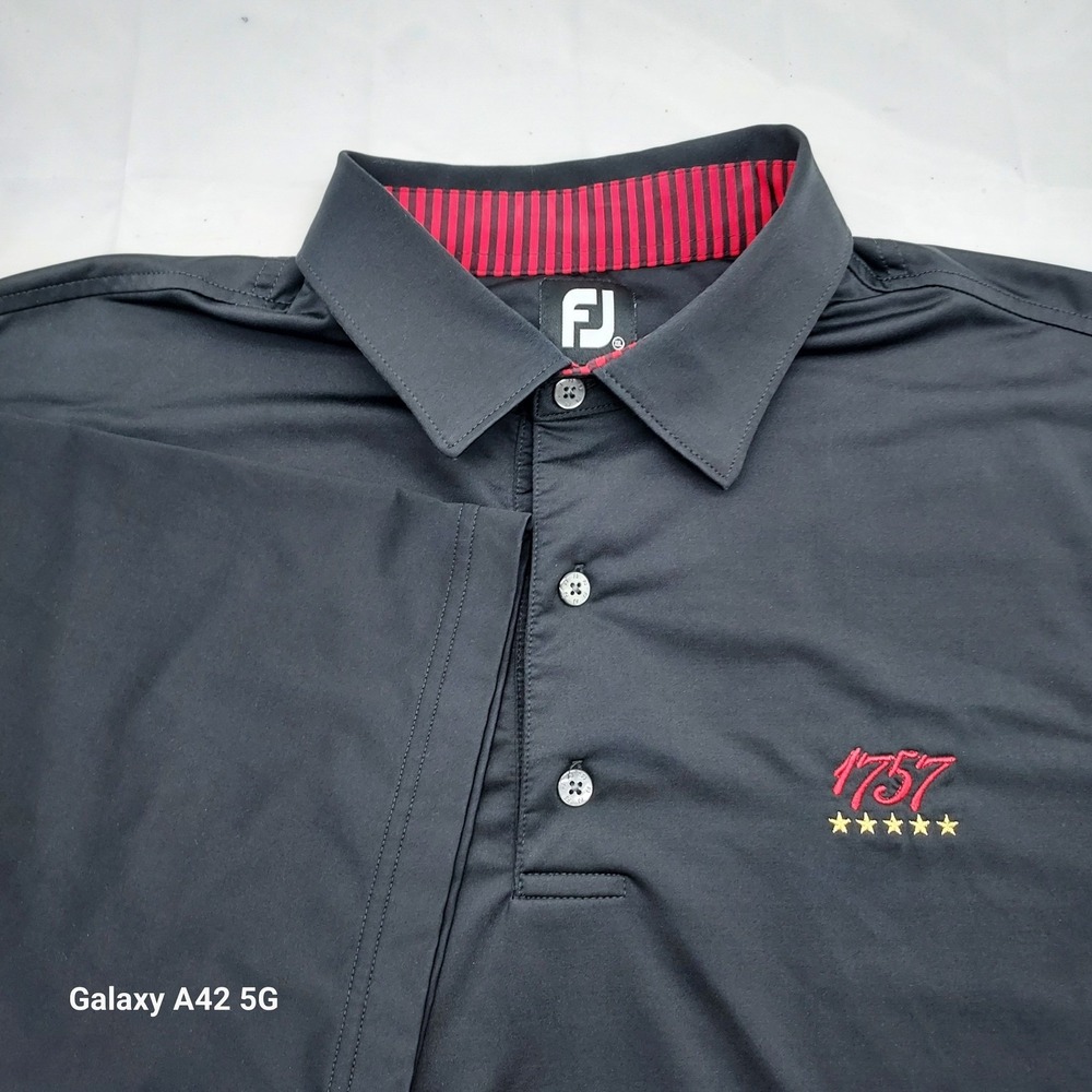 FJ FootJoy‎ Golf Polo Shirt XXL Mens Black 1757 Five Star Golfing
